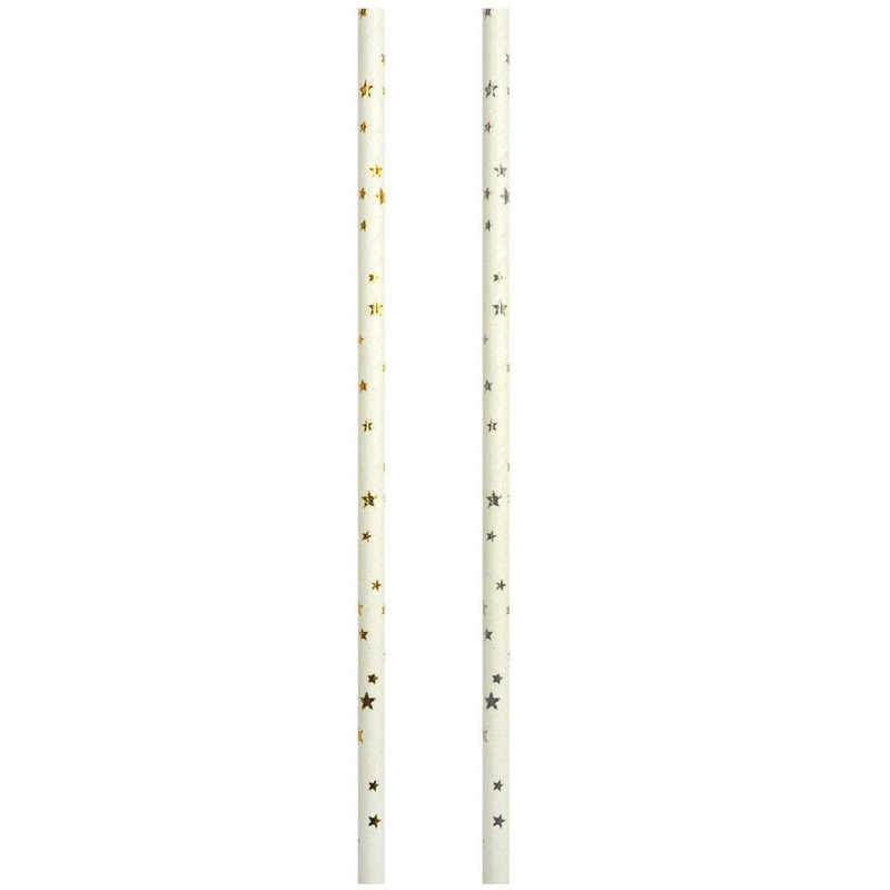 Okato Straws Metallic Gold Star Silver Star 0.6 x 19.5