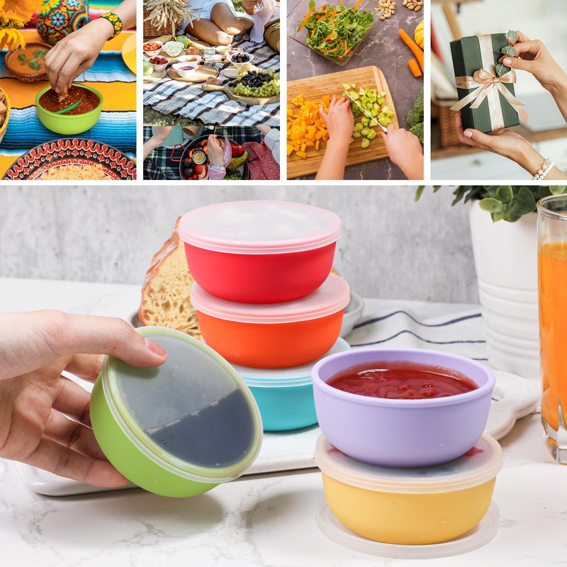 Webake 3.5" Silicone Pinch Bowls for Cooking Prep, 4oz Small