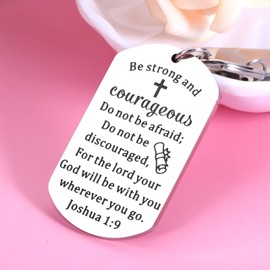 2025 Graduation Gifts for Him Her Class of 2025 Inspirational Religious Christian Keychain Seniors High School College Nurse Son Daughter Faith Catholic Gifts for Women Men Be Strong and Courageous