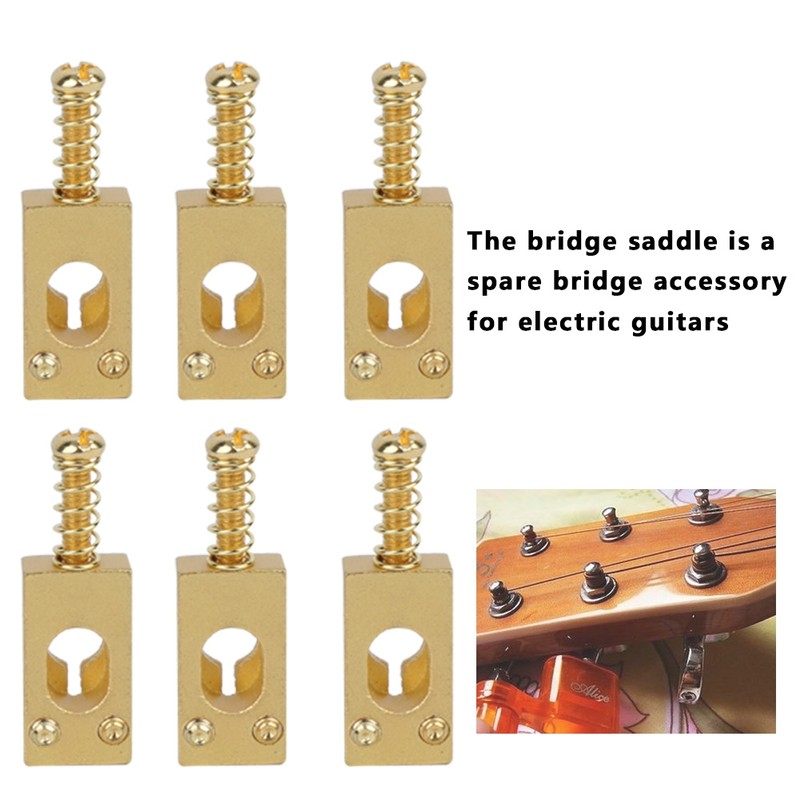 6Pcs Guitar Bridge Saddle Brass String Saddles Replacement Electric Guitar