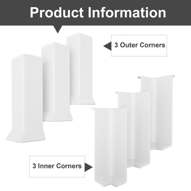 COUKIU Self Adhesive Baseboard Corner Blocks, 4inch(Width)3 Inside + 3