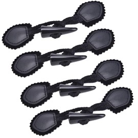4 Pairs Leather Horn Toggle Closure Buttons Coat Jacket Duffle Shawl Clothes Sewing DIY Apparel Crafts - Black