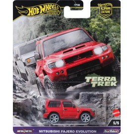 Hot Wheels Premium Car Culture Collectible Toy Car, 1:64 Scale Die-Cast Mitsubishi Pajero Evolution, Terra Trek Vehicle with Real Riders Tires ​​