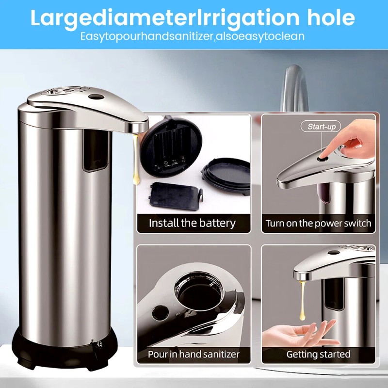 Unbranded Touch-Free Rechargeable Soap Pump Dispenser Auto Handfree Sensor Stainless