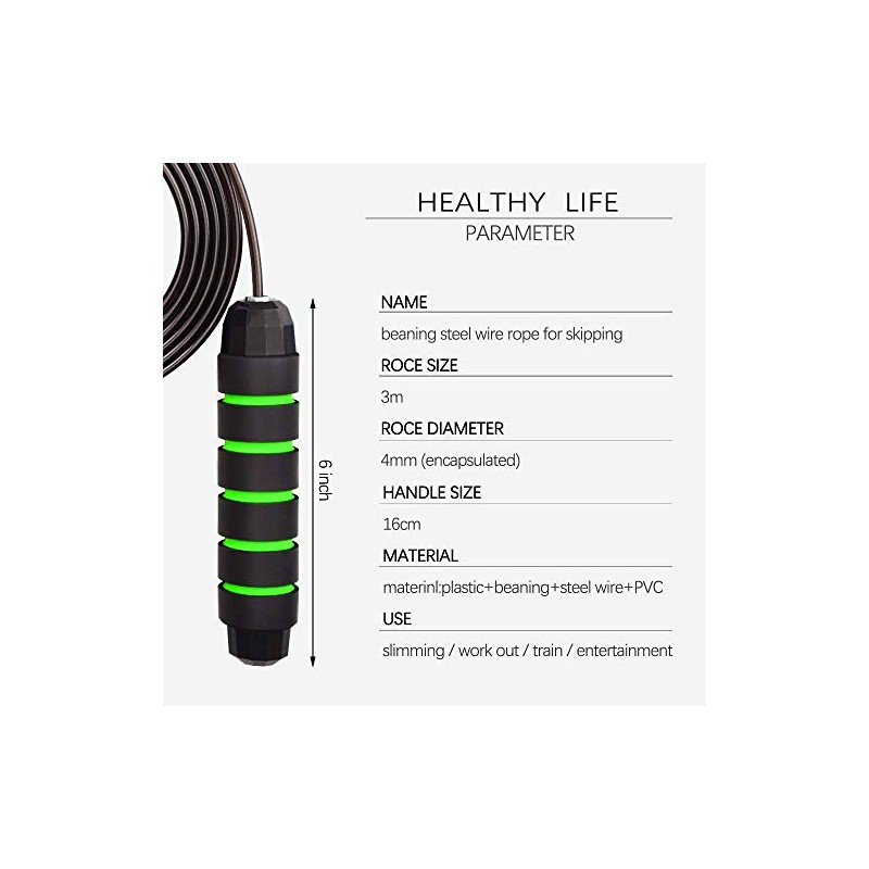 MyDear Cuerda para Saltar, Fácilmente Ajustable Manijas Cómodas, 300CM Cable,