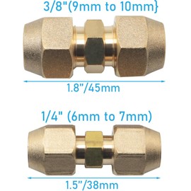 WHYHKJ 2PCS Air Conditioner Fitting Adapter Live Fitting Flare Nut Brass 1/4 3/8 inch Copper Extension Fitting For Fuel Natural Gas System Pipe Refrigeration Pipe Coupler