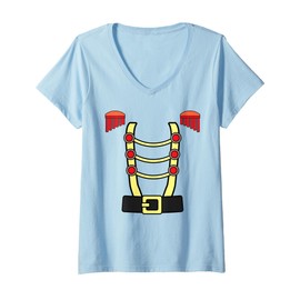 Womens Christmas Nutcracker Squad Toy Soldier Costume Lazy Xmas V-Neck T-Shirt