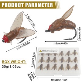 Bionic Fly Fishing Bait, Flies Fishing Lures Kit Trout Jigs Swimbaits Dry Flies Fly Fishing Lures Fish Attractant Fly Fishing Hook for Saltwater Freshwater Bass Panfish 15mm