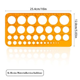 Circle Stencil Template, Circle Stencil with 36 Circles, Circle Stencils for Painting, Circle Ruler for Drawing Aids, Quilling Stencil, Transparent Orange