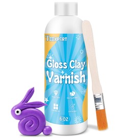 Teexpert Gloss Air Dry Clay Varnish 6OZ Air Dry Clay Sealant Gloss Finish Glaze for Air Dry Clay, Oil Painting,Wood, Plaster Prevent Clay Cracking, Scratches, and Wear