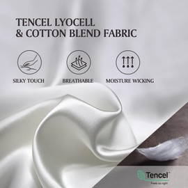 Hotel Grand White Duvet Cover Set Queen Full Size - Tencel Cotton Blend Comforter Cover 3 Pieces with Colored Embroidery, 1 Duvet Cover 90" x 98" with Button Closure and 2 Pillow Shams