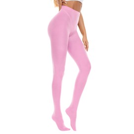American Trends Tights for Women Pink Pantyhose Dance Tights Run Resistant High Waisted Footed Stockings 80D Pink M-L