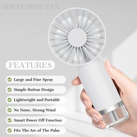 Orapink Portable Fan with Mist, Personal Mini USB Fans Rechargeable, Misting Handheld Fans for Travel, Outdoor, Office