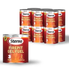 Sterno 12-Pack Fire Pit Gel Fuel - 3 Hours of Burn Time - Vibrant Flame - Wood Crackling Sounds - Safe, Smokeless & Odorless, No Ash - All-Weather Burner for Indoor & Outdoor Table Top FirePit