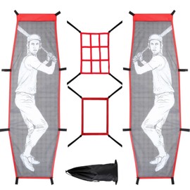 4-Piece Premium Baseball & Softball Pitching Training Kit: Adjustable 9-Hole Target Net, Realistic Dummy Batter for Precision Practice, Portable Strike Zone Trainer to Enhance Hitting Accuracy