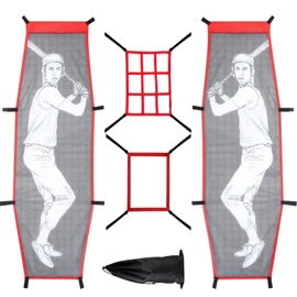 4-Piece Premium Baseball & Softball Pitching Training Kit: Adjustable 9-Hole Target Net, Realistic Dummy Batter for Precision Practice, Portable Strike Zone Trainer to Enhance Hitting Accuracy