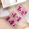 Purple Flower False Nails Purple Press on Nails Medium Length