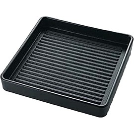 Fukui Craft Japanese Serving Plate, ABS, Made in Japan, Dishwasher Safe, Square Meat Plate, Black (Uncoated), 6.3 inches (16 cm), For 1 Person