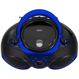 Jensen CD-490 Portable Sport Stereo CD Player with AM/FM Radio and Aux Line-in & Headphone Jack (Blue)