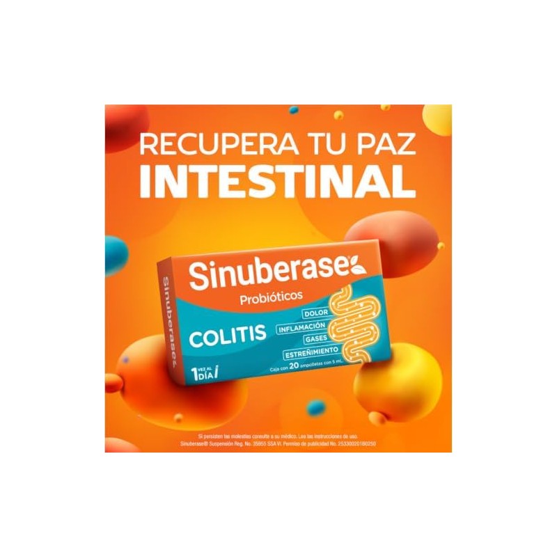 Sinuberase 4B probiótico para colitis – 40 ampolletas de 5