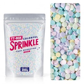TT-BOX Sprinkles Confeti Comestible, Multicolor Pastel, 200 g, Decoración para Repostería, Pasteles y Cupcakes (Macarroni Pastel)