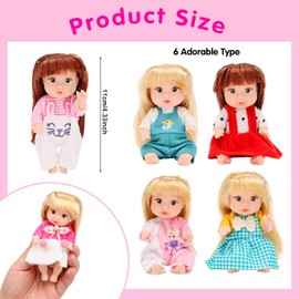 Barwa 3 Inches Mini Reborn Baby Doll Toy Action Figures Tiny Lifelike Realistic Baby Doll with Animal Clothes Fun Ornament Small Dolls for Toddlers Kids Xmas Gift (6 Doll (Style 8))