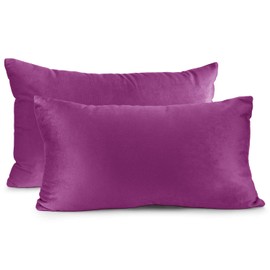 Nestl Throw Pillow Covers, Cozy Velvet Decorative Pillow Covers 12 x 20 Inches, Soft Solid Couch Pillow Covers for Sofa, Bed and Car, Set of 2 - Orchid Purple