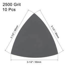 sourcing map Triangular Sandpaper Hook and Loop Triangle Sanding Pad Fit 3-1/2" Oscillating Multi-Tool Silicon Carbide for Wet/Dry Use 2500 Grit 10pcs
