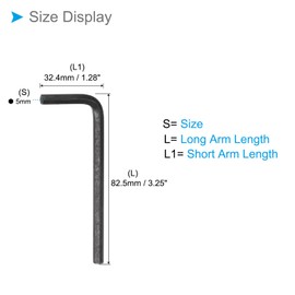CoCud L-Handle Hex Key Wrench, 5mm Metric 82.5mm Length, CR-V L-Shape Hexagon Head Wrenches Spanner Black - (Applications: for Home Repair and Mechanical Maintenance), 10-Pieces
