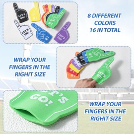 Ymapinc 16 Pcs Foam Fingers, We're #1 Fan Foam Finger, Sports Party Favors, Sports Themed Birthday Party Supplies Cheerleader Gifts for Sports Events, Foam Hands (8 Colors)