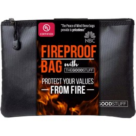 The Good Stuff Fireproof Money Bag with Zipper (10" x 13" / 2000℉), Protect Cash
