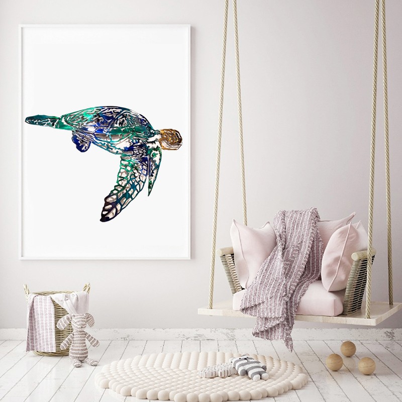 Metal Art Sailfish Sea Turtle Jellyfish Interior Decoration Crafts Wall