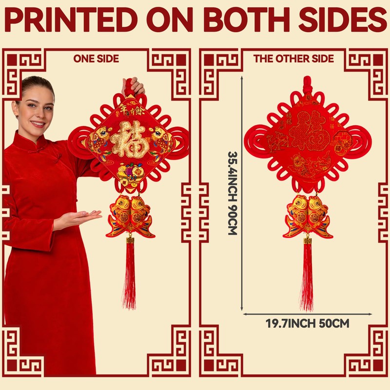 Nowaca Chinese New Year Decorations 2026, Red Chinese Knot Fu