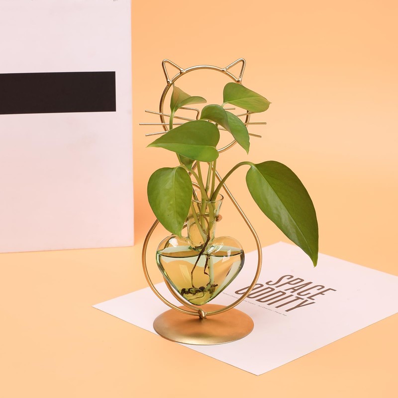 Plant Terrarium Propagation Station Gifts for Women Cat Lover