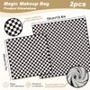 DOODLREAM 2 Sheets Self-Adhesive Magic Cloth Checkered Travel Makeup Bag