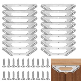 Pack of 16 Stainless Steel Corner Connectors Perfect for Furniture Construction Metal Angle and Triangle Supports Suitable for Shelves Cupboards Tables Chairs All Wooden Furniture