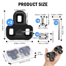 FunWorth Bicycle Cleats Set, Compatible with Look Keo Blade 2 Max Carbon Classic Pedals, 3-Hole Grip System, 4.5° Swimming Motion, Grey, MTB Pedal Plates, Road Bike Bicycle Accessories