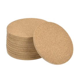sourcing map 100mm(3.94") Round Coasters 5mm Thick Cork Cup Mat Pad for Tableware 12pcs