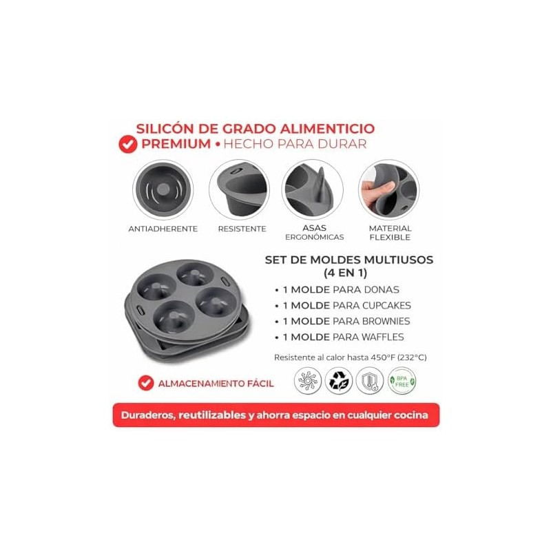 Kit de 4 Moldes de Silicona para Freidora de Aire