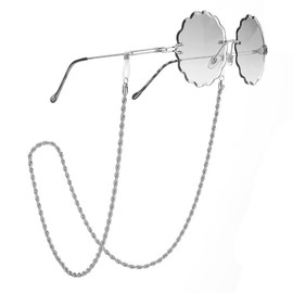 Bramian Twist Sunglasses Chain Simple Sunglasses Glasses Chain Glasses Accessories Decor for Woman and Girls (Silver)