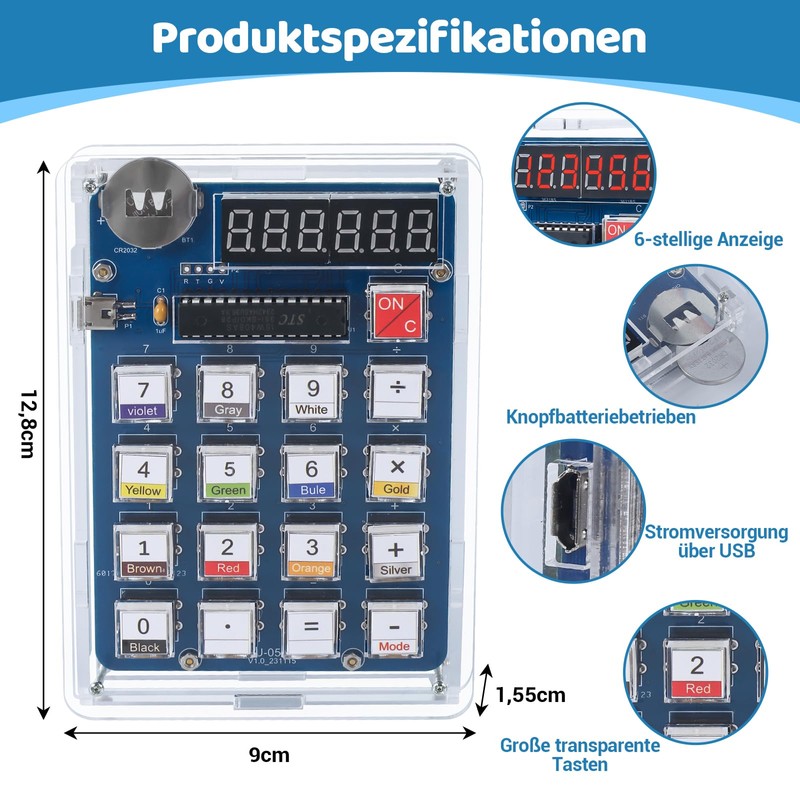 DONGKER DIY Soldering Exercise Set, 6 Digits Soldering Project Kit,