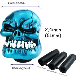 Temzzer Skull Shift Knob Resin Transmission Gear Shifter Lever Head for Most Manual Automotive Vehicles (Metallic Blue)
