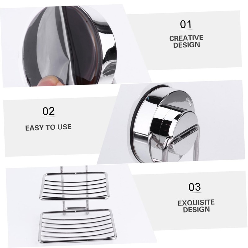 Gatuida Powerful Suction Cup Soap Holder Double Layer Stainless Steel