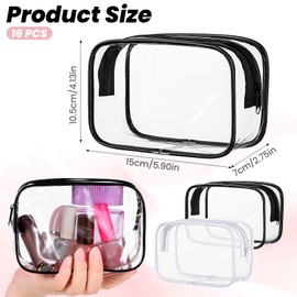16 PCS Clear Makeup Bags,Clear Toiletry Bag,Cosmetic Storage Bags,Cleare Travel Bage for Toiletries,PVC Waterproof Travel Small Pouches,Portable Travele Pouch with Zipper,for Women Organizing Toiletry
