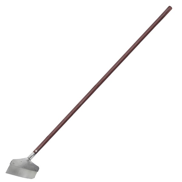 Nisaku NJP2520 Long Sidewalk and Garden Weeder-and-Sweeper, Authentic Tomita (Est. 1960) Japanese Stainless Steel, Blade Width-7.25", Polished 51" Wood Handle, Brown/Silver