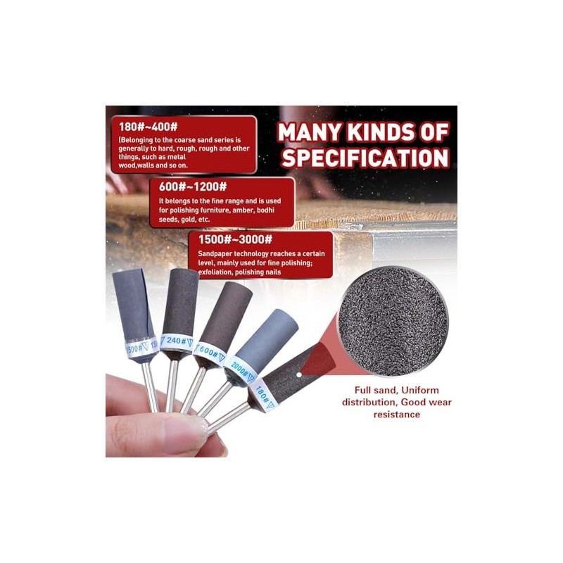 600 800 1000 1200 Grit Sanding Bits for Dremel Tool