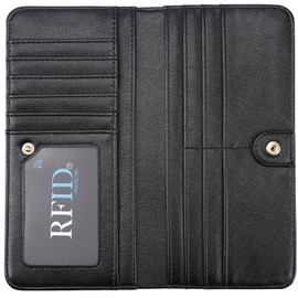 APHISON Wallet Women Ultra Slim Thin Leather Womens Wallet RFID Blocking Credit Card Holder Bifold Clutch Long Ladies Billfold