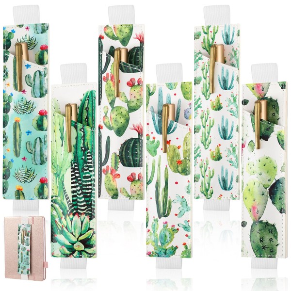 Qilery 6 Pcs Elastic Band Pen Holder for Notebook Boho