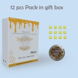 Dipwand Sapphire Pearl, 4mm Sapphire Beads Balls - 12 Pack - 4mm OD Pearls for Heat Retention in Lab Experiment, Bracelets, Necklaces, and Crafts (Yellow)