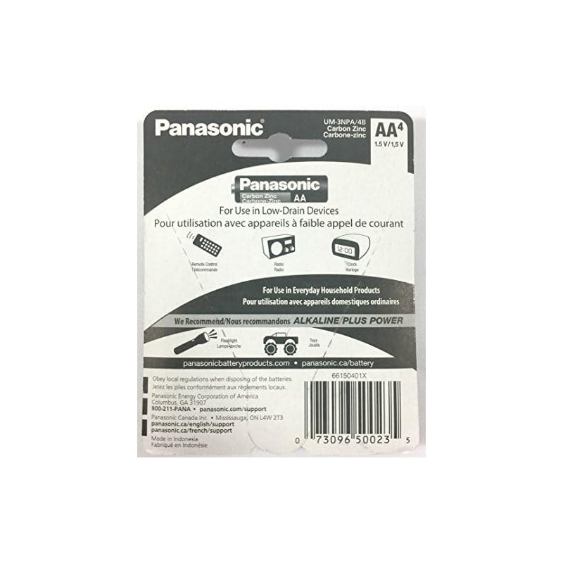 4pc Panasonic AA Batteries Super Heavy Duty Power Carbon Zinc